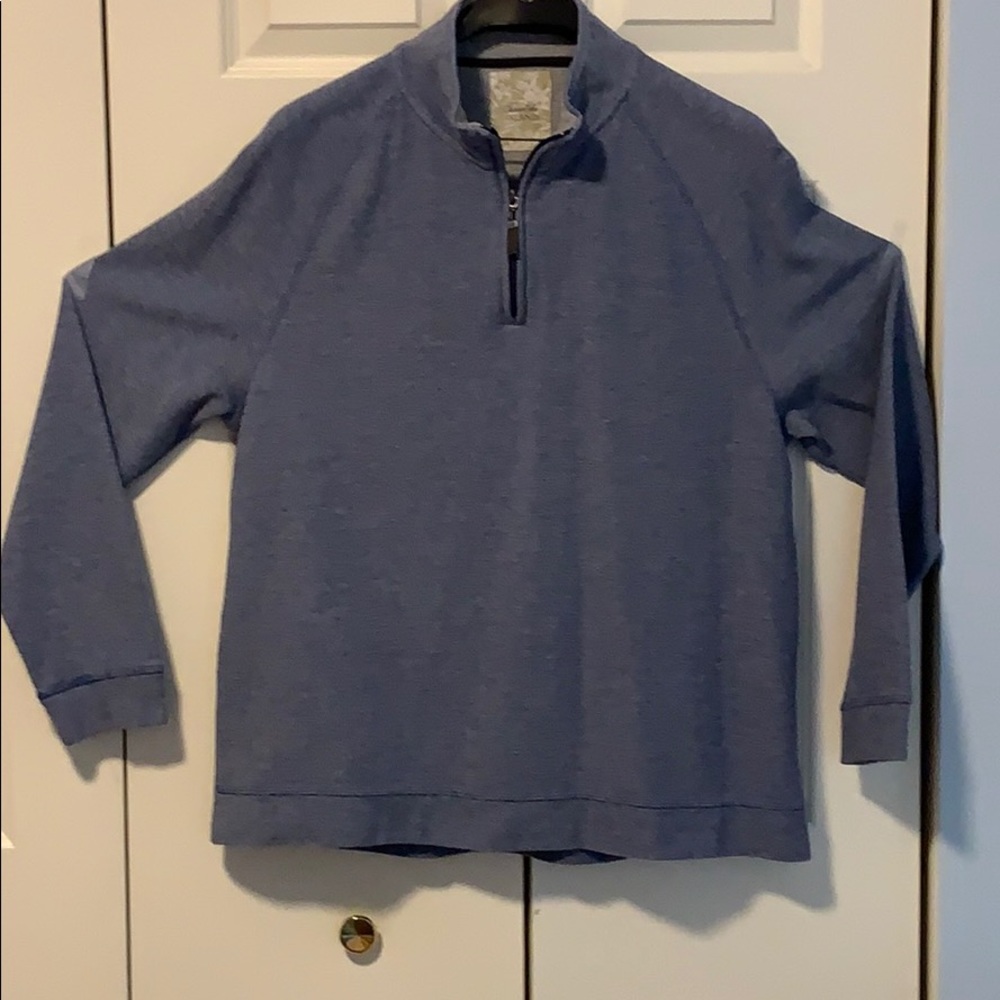 100% cotton, men’s long sleeved, 1/4 zip shirt.